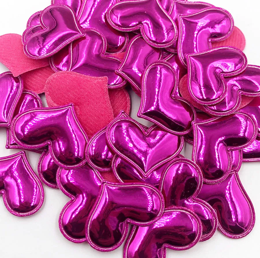 50PCS 믹스 컬러 패브릭 패치 패딩 하트 크라운 별 모양 장식에 대 한 의류 Appliques를 느꼈다 DIY 헤어 액세서리 A357