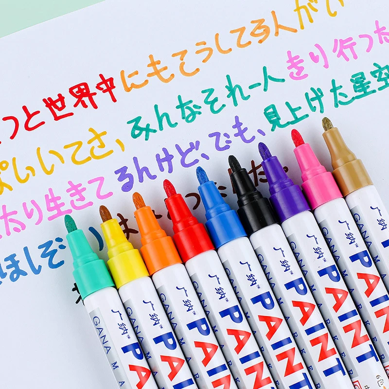 Marker Pens 12 Colors Paint Waterproof Metal Permanent Ink Art For Rock Wood Metal Plastic Glass Graffti Ceramic Car DIY