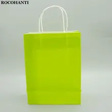 5X Эко Рекламный перерабатываемый причудливый крафт бумажный пакет зеленая цветная бумага для рукоделия хозяйственная сумка с ручкой среднего размера