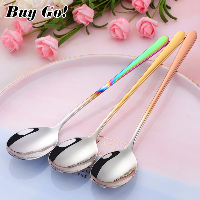 Stainless Steel Round Spoons Beauneo Rainbow Soup Spoons Soup Spoon Set of 6