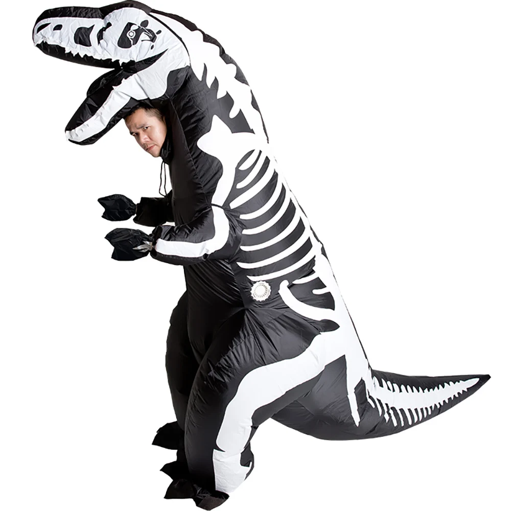 

T Rex Dinosaur Inflatable Costume Giant Skeleton Dinosaur Cosplay Air Blow Up Suit Fancy Dress For Adult Men Women Dino Cartoon