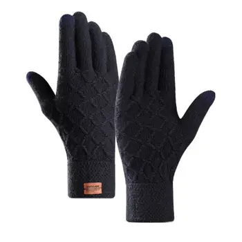 

Knitted Wool Gloves Autumn Winter Men Outdoor Cycling Warm Touch Screen Glove LX9E