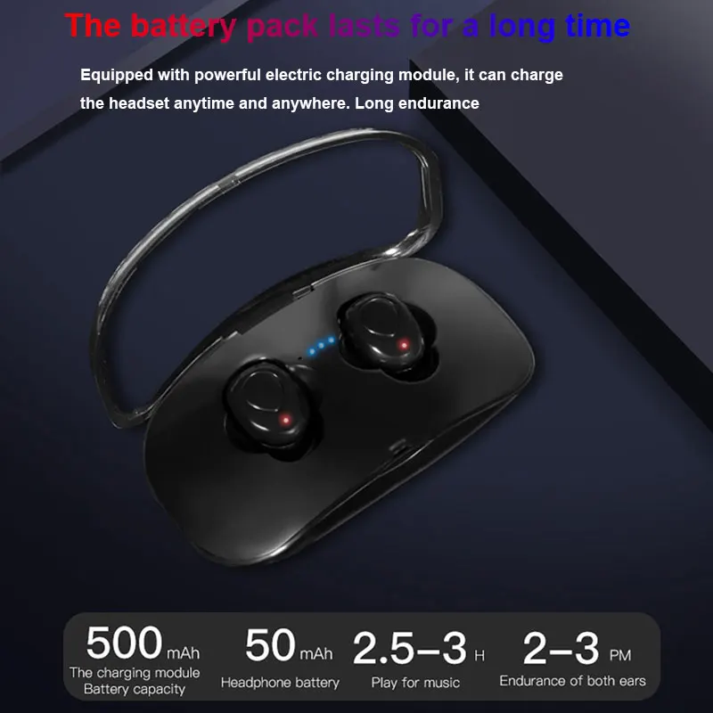 TIANENHUI TWS XI8S Bluetooth наушники 5,0+ EDR Мини наушники Беспроводная гарнитура спортивные наушники 500 мАч чехол с зарядным устройством и микрофоном