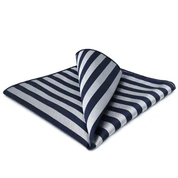 

GH09 Gray Blue Striped Mens Pocket Square Silk Classic Fashion Handkerchief Gift Fashion Hanky