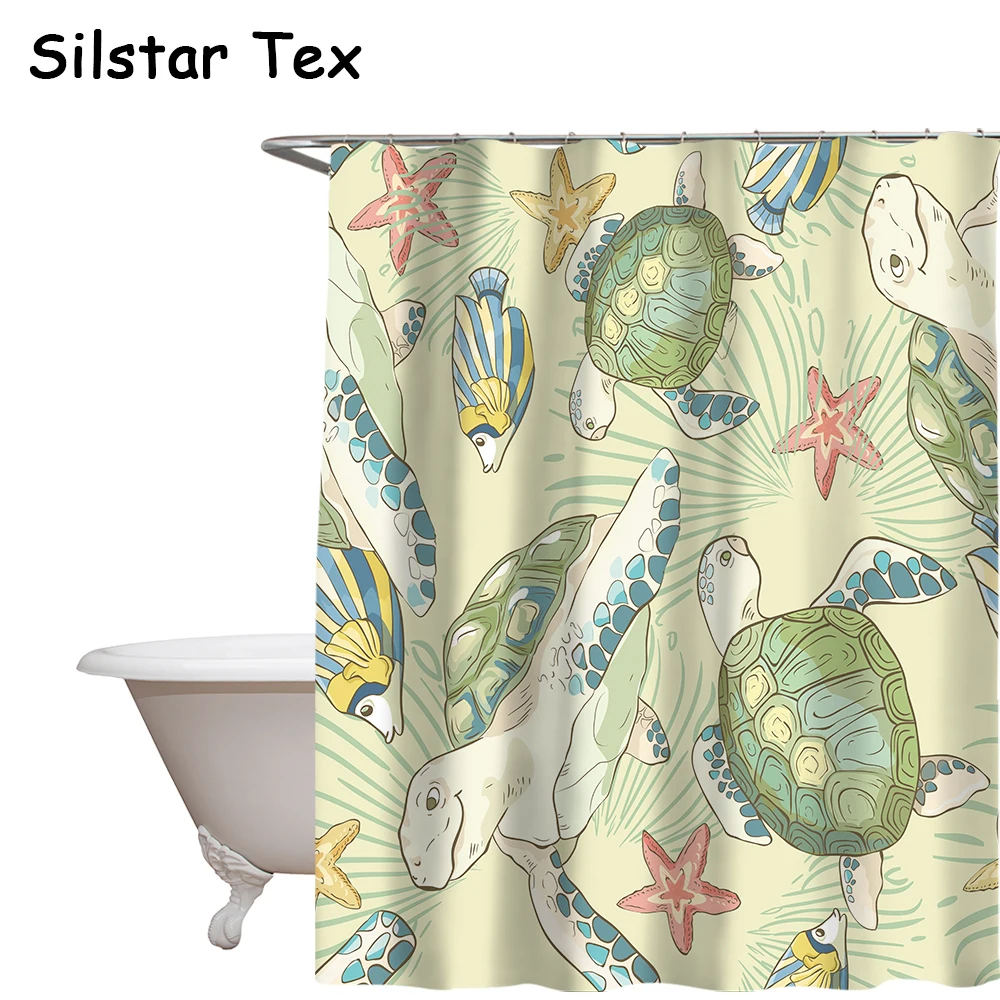 Silstar Tex занавеска для ванной с морскими черепашками золотыми душа детей|Шторы