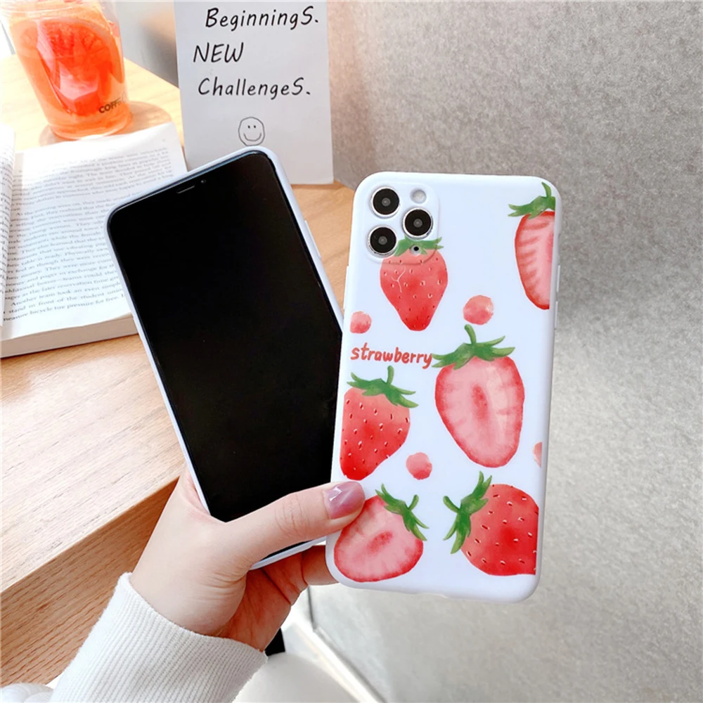 かわいいフルーツイチゴパターン電話ケースiphone Se 11 プロxr Xs最大 8 7 6 6sプラスケースかわいいソフト赤シリコン カバー フィットケース Aliexpress