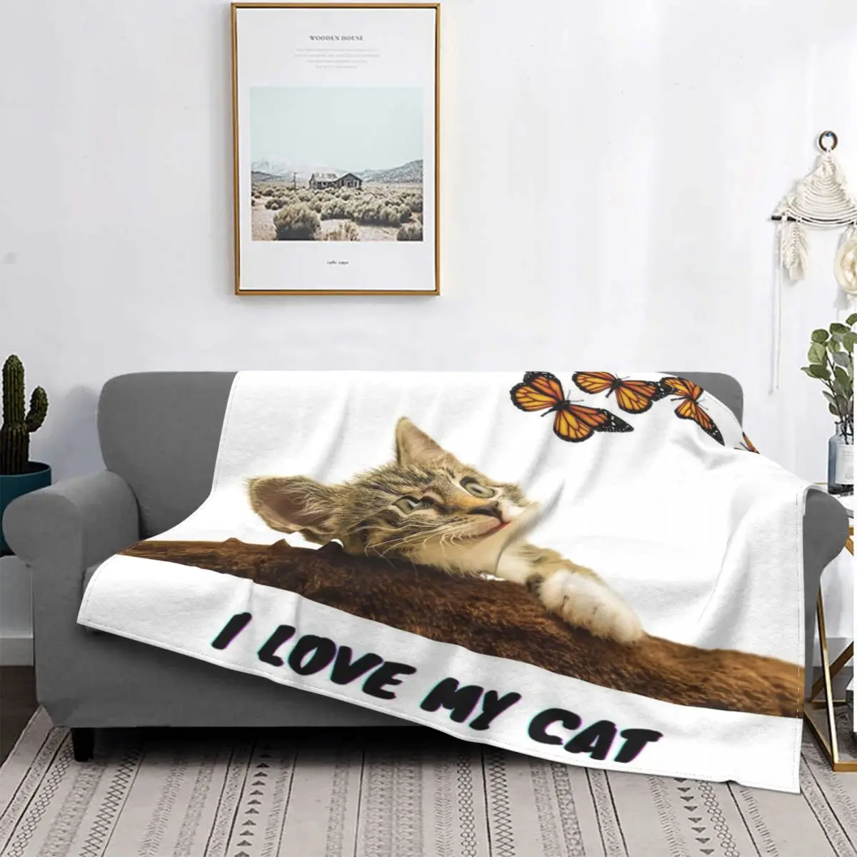 Manta De Gato Y Mariposa, Colcha Para Cama A Cuadros, Manta Doble A Cuadros De Anime, Colchas De Verano