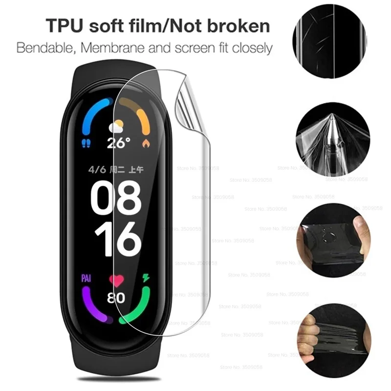 3-12PCS Hydrogel Film For Xiaomi Mi Band 6 5 Band6 MiBand6 9D Curved Protective Film On Xiomi MiBand 6 Smart Wristband Not Glass
