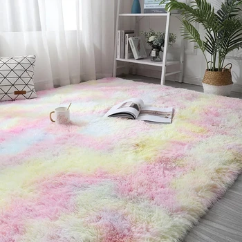 

Colorful Carpet for Living Room Nordic Ins Bedroom Rug Soft Fluffy Sofa Coffee Table Mat Shaggy Kids Area Mat