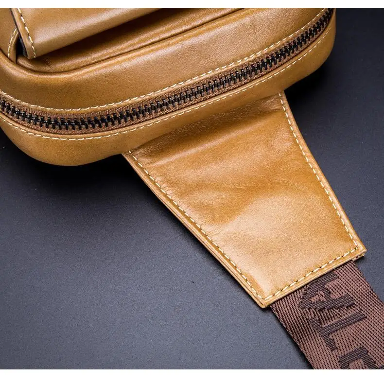 BULLCAPTAIN 2019Brand Genuine Leather Men Chest Bag Fashion Crossbody Bags for Men Small Causal Shoulder Bag Message Bags XB098