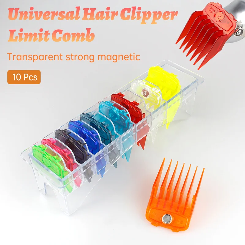 

Universal Oil Head Electric Clipper Caliper Strong Magnetic Color Limit Comb 10pcs Guide Comb Sets with A Box Barber Accessories