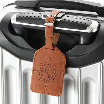 

Luggage Tag Wear Resistant Vintage Style PU Leather Carrying Label Bag Fashion Portable Visible Address Practical Lightweight