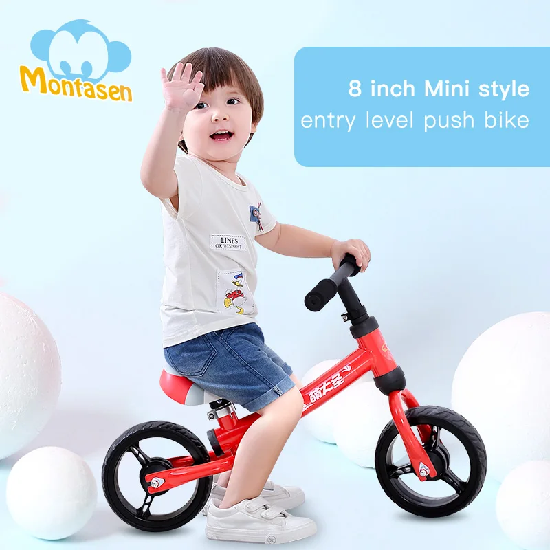 Montasen Children Push Bike for 1.5- 3 Year Old Kids High Carbon Frame Balance Cycle for Boy Girls to Walk Mini Push Bicycle