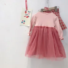 Платье в стиле пэчворк в Корейском стиле для девочек, модные весенние платья для маленьких девочек, для детей Clothes2-8 лет