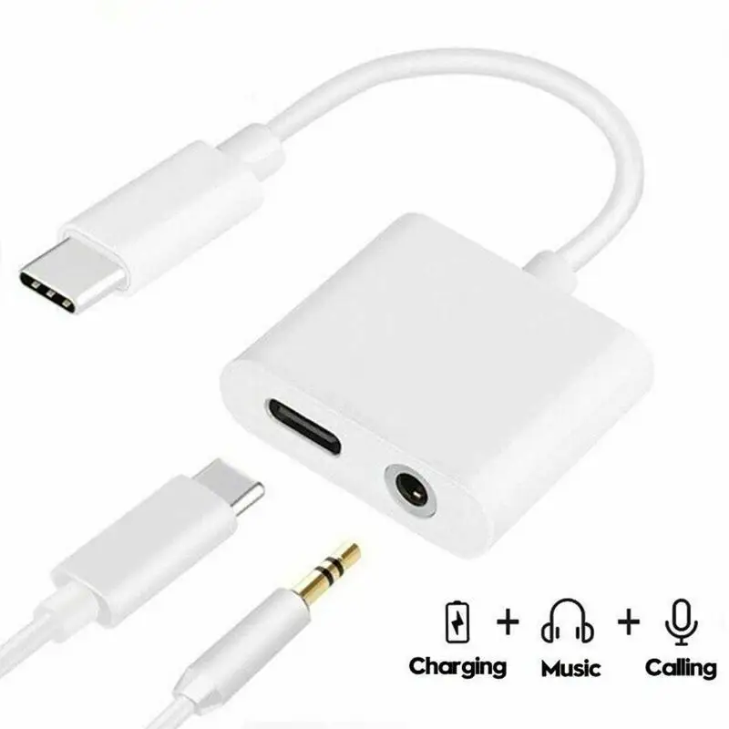 2 в 1 type-C-USB C 3,5 мм адаптер для наушников Портативный разветвитель для зарядки наушников для мобильного телефона Xiaomi huawei type-C