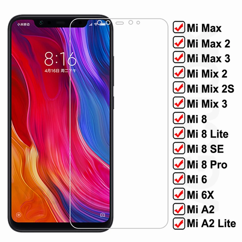 9D la cubierta de vidrio templado para Xiaomi Mi 8 SE A2 Lite mezclar 2 2S 3 Protector de película de vidrio en el Mi 6 6X Max 2 3 Protector de pantalla