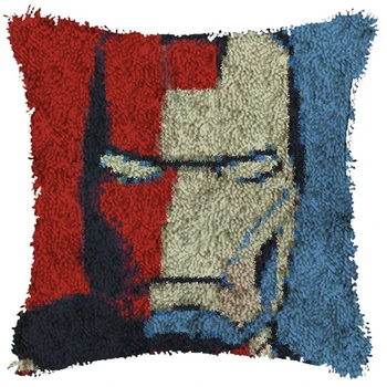 

Cartoon Iron man Cushion Latch Hook Kit Pillow Mat DIY Craft 42CM 42CM Cross Stitch Needlework Crocheting Cushion Embroidery