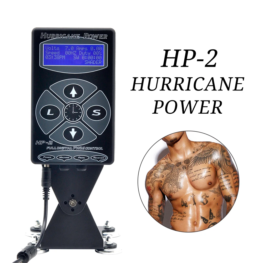 US $62.40 Hurricane second generation original color tattoo power tattoo machine HP2 smart digital LCD makeup dual power tattoo supplies