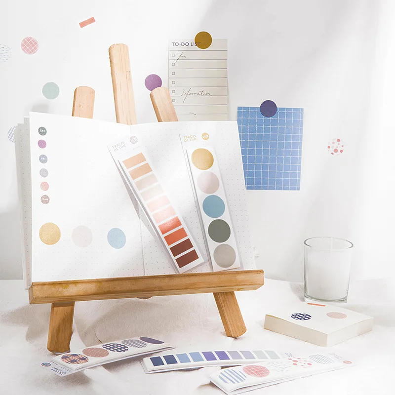 

Time Mark Salt System Hipster Japanese Paper Adhesive Paper Morandi Color Dotted Mark Stickers Holiday Gift Sealing Paste