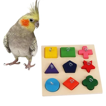 

Pet Educational Toys Birds Parrot Interactive Training Colorful Wooden Block Toy Bird Supplies