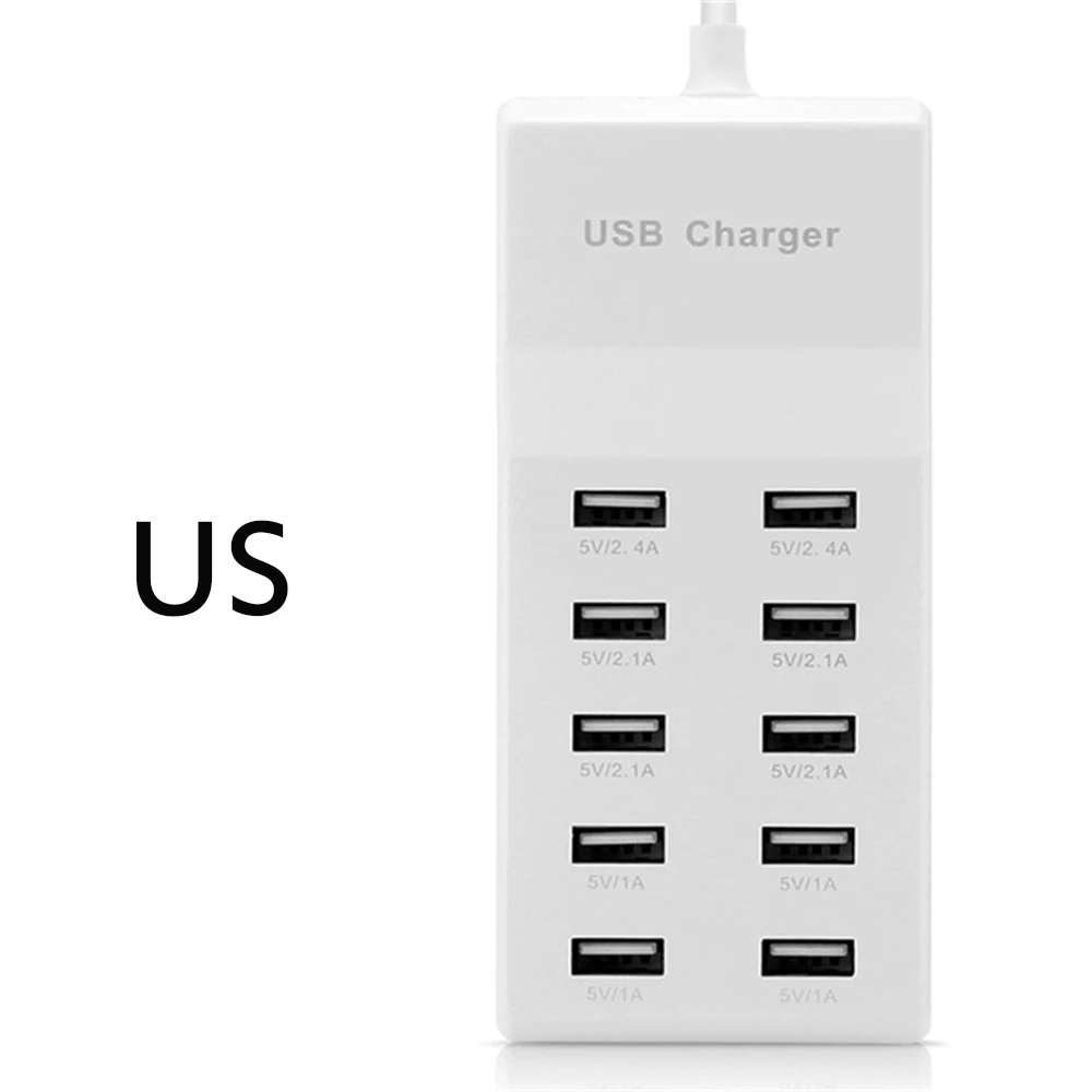 Asunflower 10 портов USB зарядное устройство для Iphone Ipad samsung USB 3,0 настенная дорожная зарядная станция мульти порт 60 Вт адаптер концентратор разветвитель - Цвет: 10 Ports US