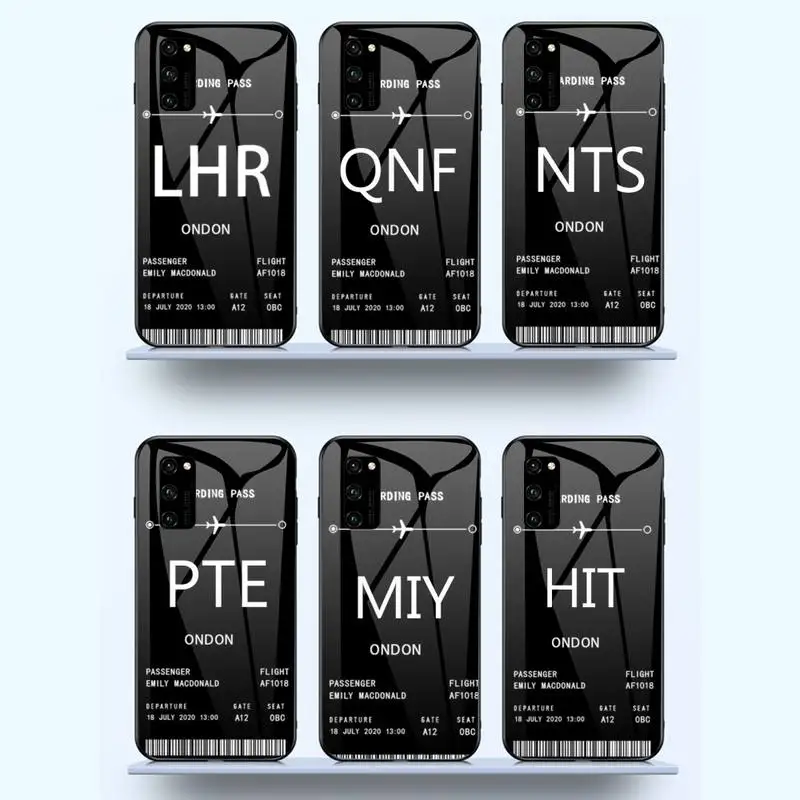 

Personalised Plane Ticket Phone Case Tempered glass For Samsung S6 S7 edge S8 S9 S10 e plus note8 9 10 pro