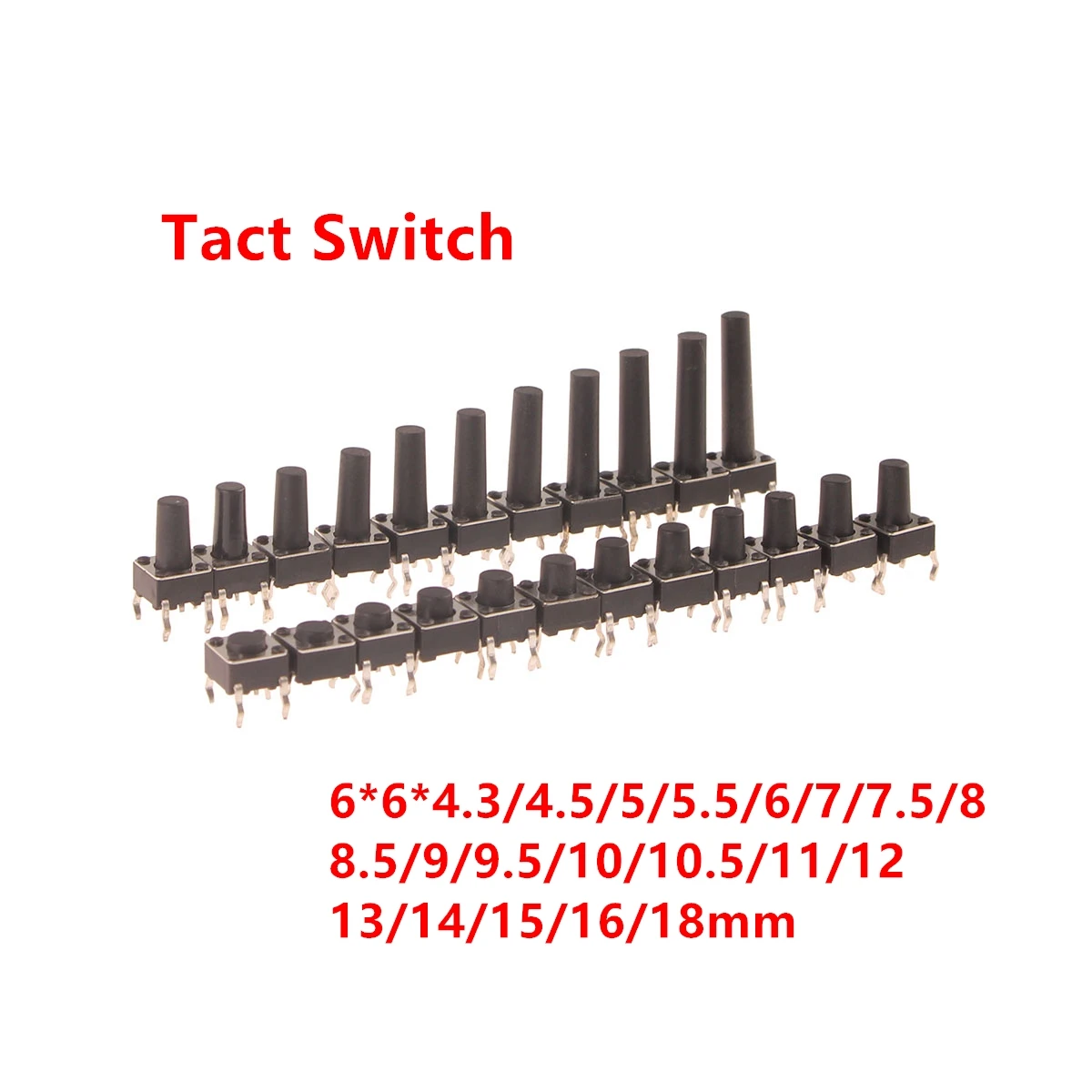 6x6mm Panel PCB Momentary Tactile Tact Mini Push Button Switch DIP 4pin 6x6x4.3/4.5/5/6/18 MM 6*6*4.3mm 4.5mm 5mm 6mm 8mm ~18mm