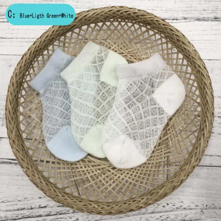 3 пара/лот, новые летние детские носки-лодочки однотонные хлопковые ультратонкие дышащие сетчатые детские носки - Цвет: C