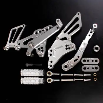 

Aluminum Adjustable Rearset Footrest Pegs Pedals For Suzuki GSXR1000 2009 2010 K9 CNC Silver
