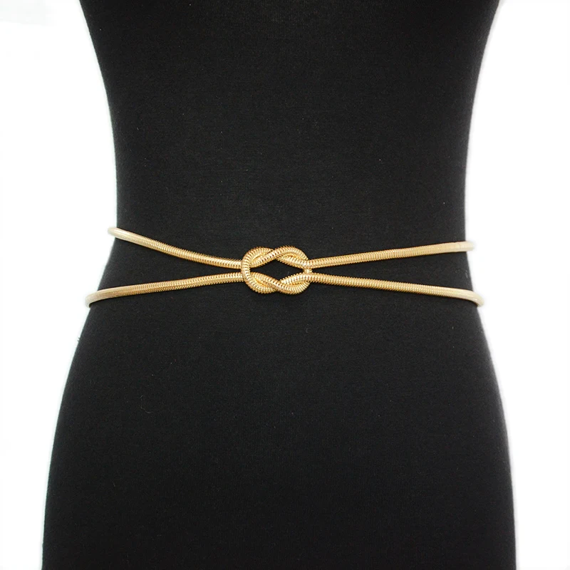 

С металлическим ремнем и цепочкой Женская мода золотой, Серебряный Змея Кость весенний Тонкий Трикотажный Свитер Цепочка на талию для женщин Свадебная вечеринка платье пояс Bg-1678