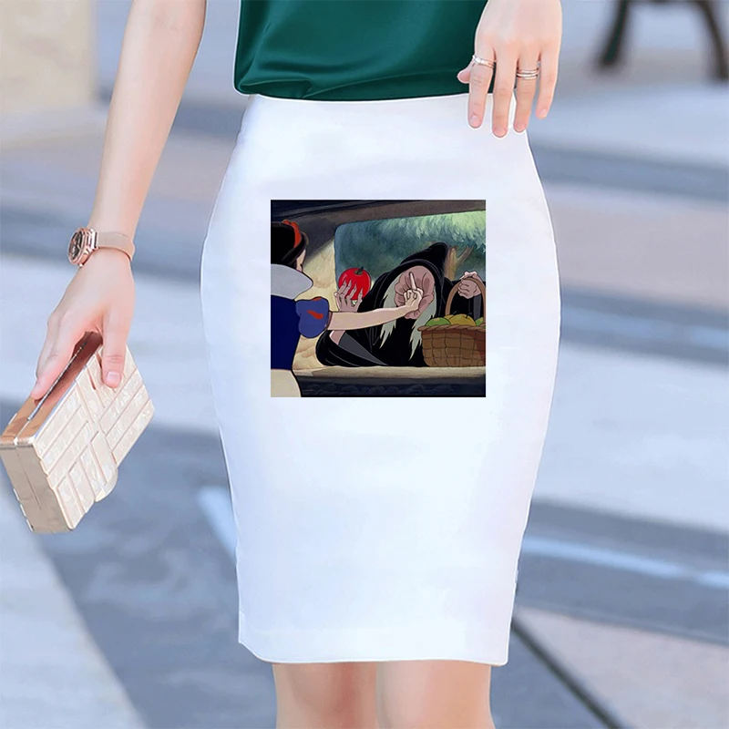 

2019 Women's Pencil Skirt Summer Cartoon Princess Van Gogh Funny Print High Waist Slim Skirt Casual Skirt Falda Mujer Jupe Femme