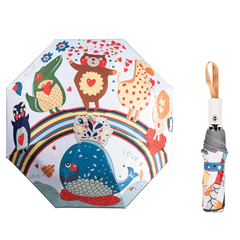 YADA INS Cartoon Anime girl Automatic Umbrellas Anti-UV Rainproof Folding Umbrella Sun Rainy Reflective Strip UmbrellaYD200048