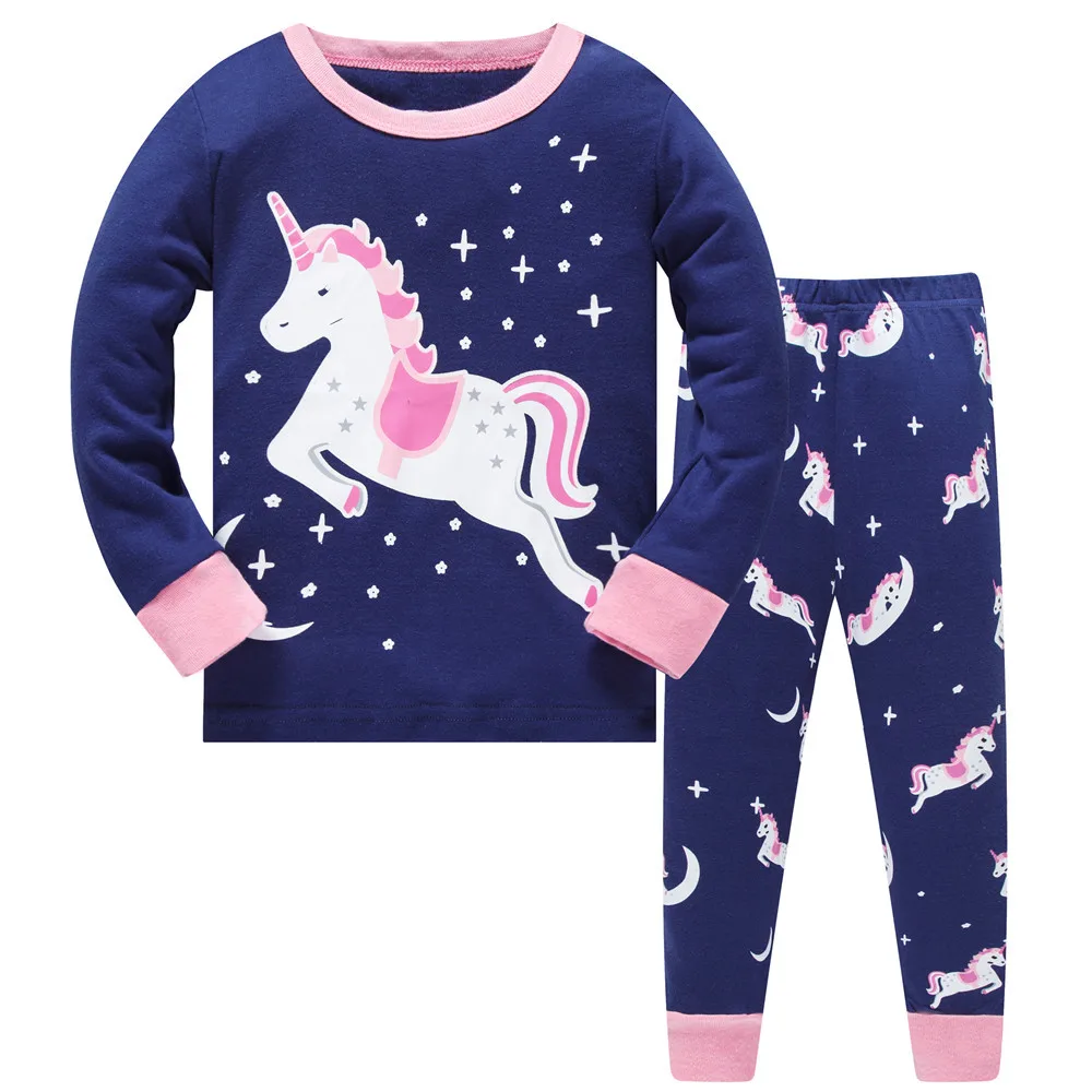 Design 36 Девушки мультфильм животный узор детская пижама, ночное белье, комплект детской одежда с мультяшными рисунками, комплект с длинными рукавами для малышей; пижамные комплекты - Цвет: Design 36