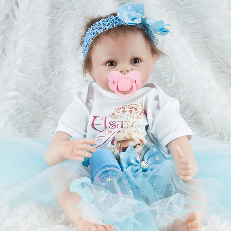 

55cm Simulation Reborn Baby Silicone Reborn Baby Simulation Doll Soft Children Reborn Baby Doll Emulated Dolls Big Eyes Toy