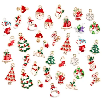 

38 Pcs Christmas Pendant Charm Beads Charms for Necklace Bracelet Earring Jewelry Making DIY Craft Supplies Jewelry Set