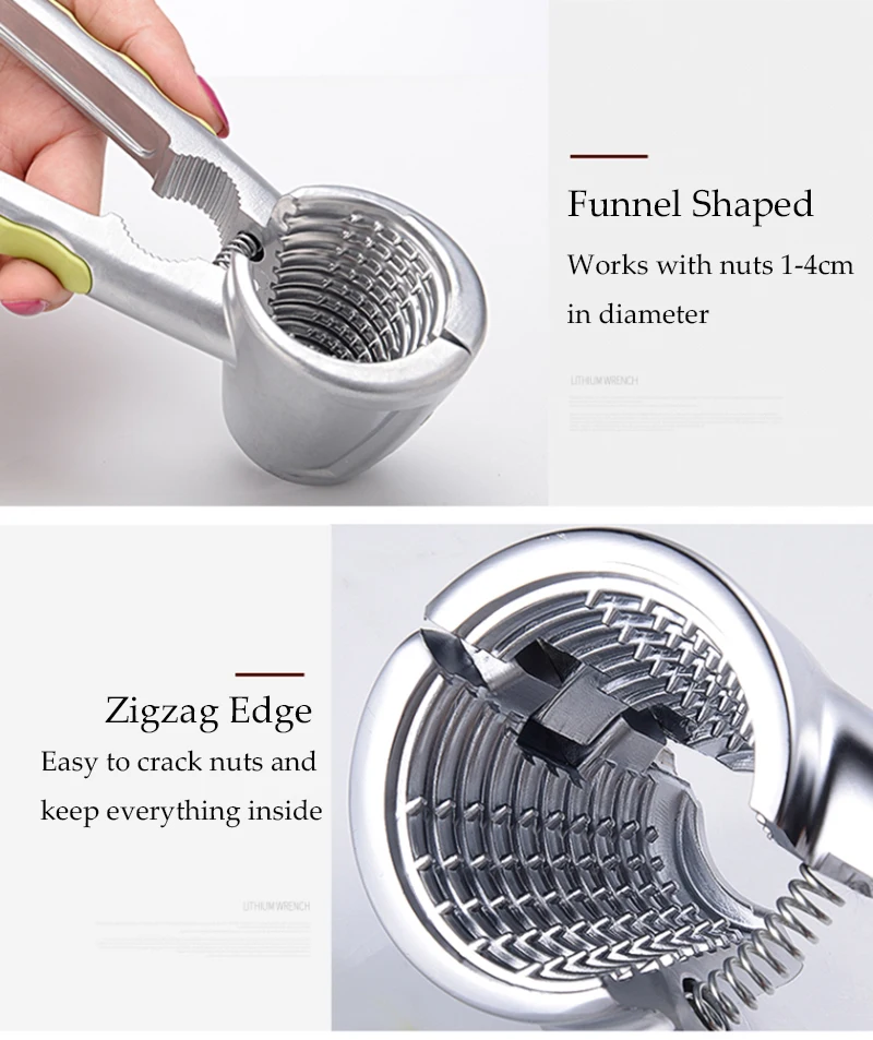 Wonderlife Aluminum Nutcracker with Four Nips Clamps Kitchen Tool Multi-Functional Nut Cracker Sheller Walnut Cracker