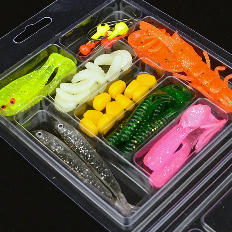 

39Pcs Soft Worm Lure Lure Set Fishing Lure Kit Mixed Soft Worm Lure Carp jig hooks Head Jig Hooks Fishing Baits Set Tackle #PEX