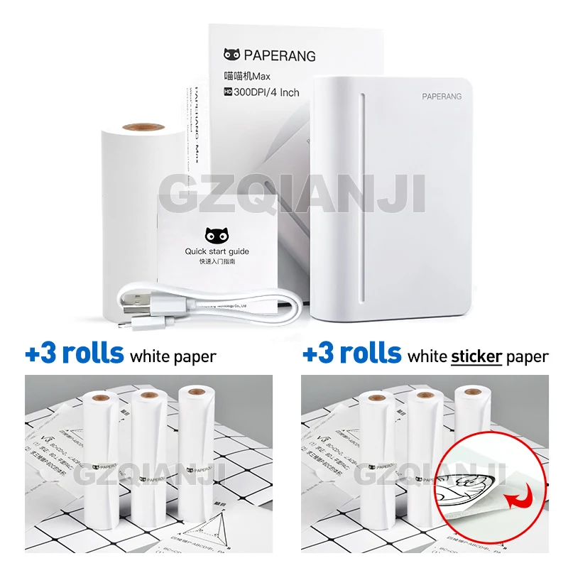 add 6 Rolls Paper Paperang C1 Max 112 мм Мини карманный фото термопринтер портативный термальный Bluetooth принтер для мобильных телефонов Android iOS Windows - Цвет: add 6 Rolls Paper