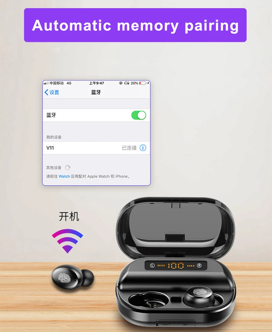 TWS Bluetooth наушники беспроводные наушники Hifi стерео мини наушники с микрофоном водонепроницаемые 1536 чип Bluetooth 5,0 бас гарнитура