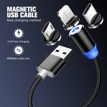 

WALITIAN Magnetic Cable Fast Charging USB Type C Micro Cable Magnet Charger Data Charge Cable Mobile Phone Cable USB Cord Cable
