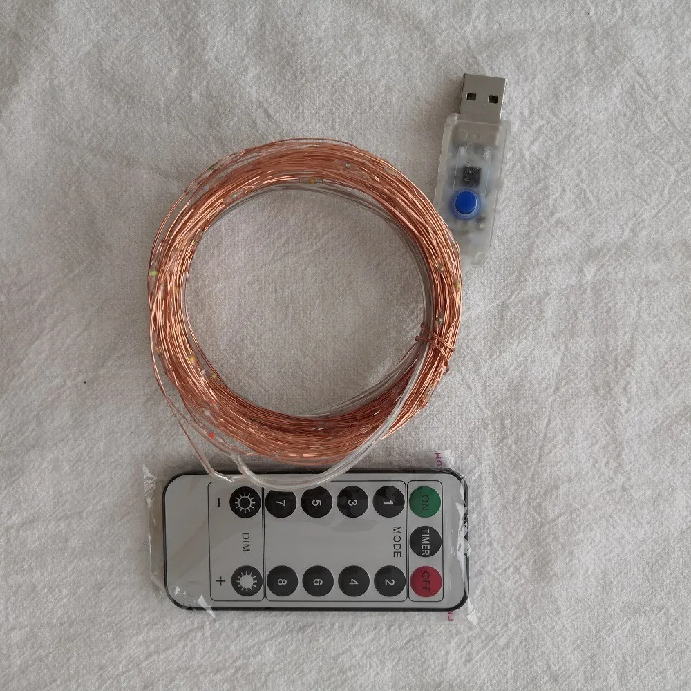 USB 10 м 100LED гирлянды медный провод сказочные огни Рождественские Вечерние огни 8 режимов сказочные огни свадебные вечерние украшения сада