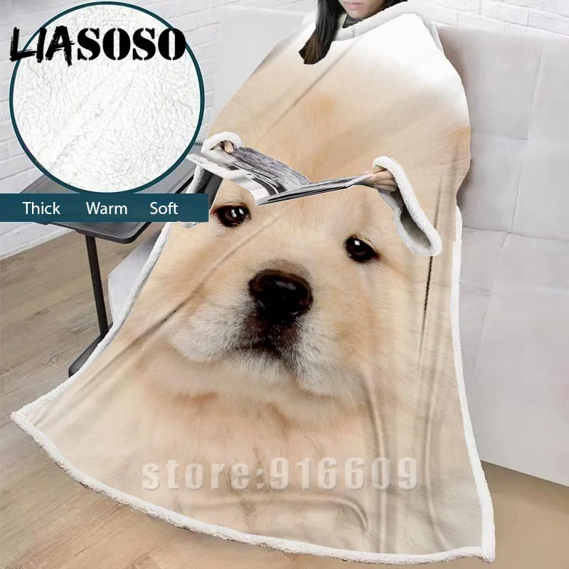 LIASOSO зимнее «ленивое» одеяло с 3D принтом в виде собаки, одеяло с рукавами, семейное одеяло, мягкое теплое одеяло, покрывало, одеяло, накидка