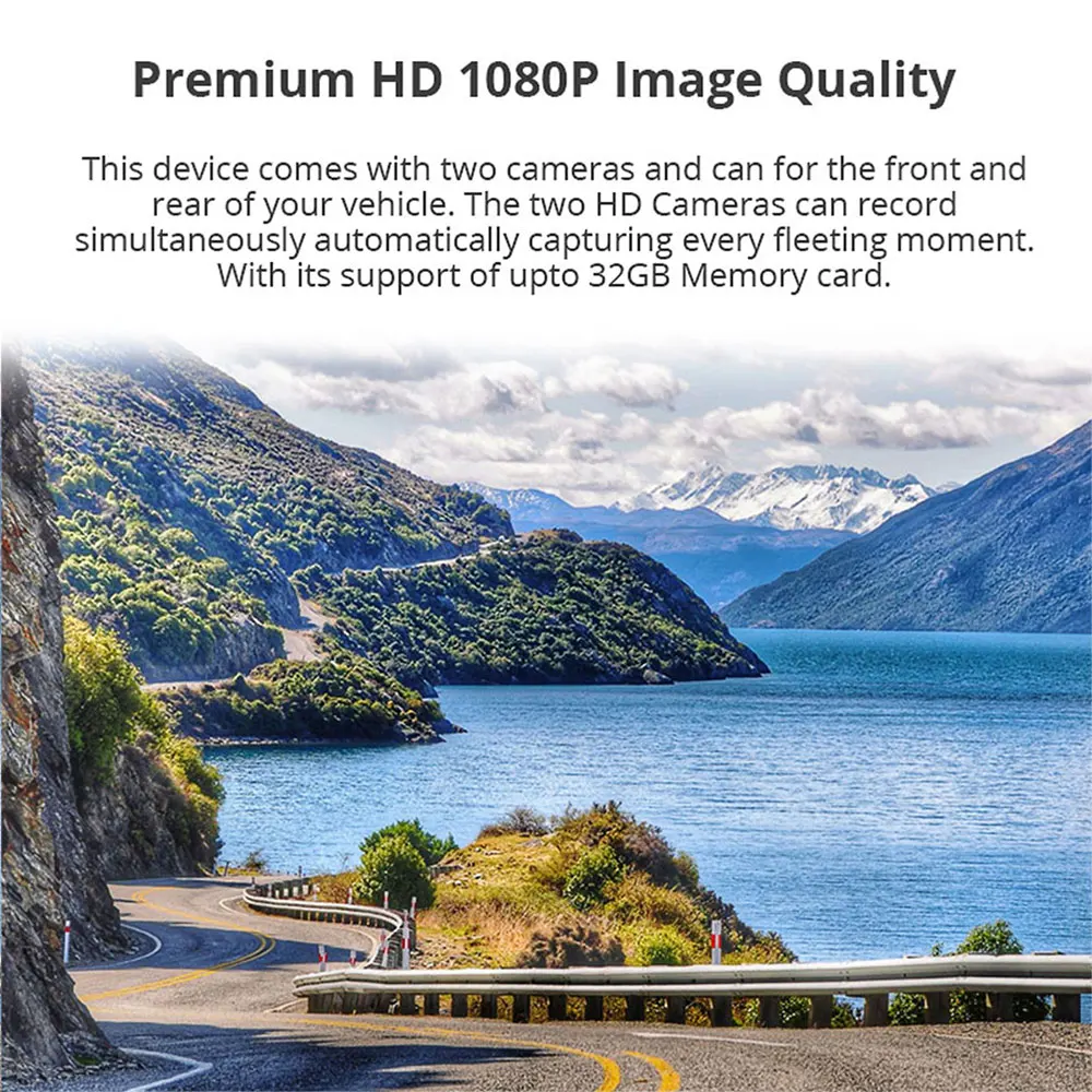 DVR DASH CAMERA HD Video Recorder Touch Screen Photography 1920x1080 Dual Lens Rearview