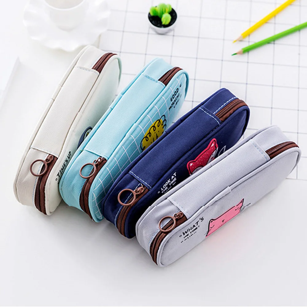 Pencil Case Cute High Capacity Pencil Pouch Stationery Organizer Multifunction Cosmetic Makeup Bag School Office Supplies Zipper