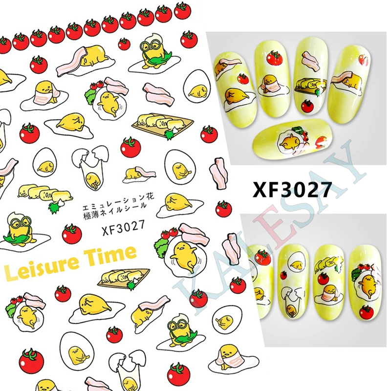 

3D Nails Art Sticker Decoration Smiling Face Nails Decal for Manicure Leisure Eggs Time Stickers for Nails for Design Foil Happy