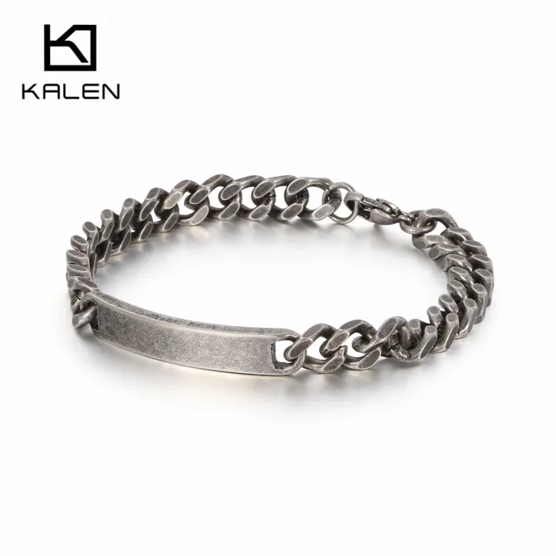 Нержавеющая сталь, матовые звенья цепи, браслеты для мужчин, 21,5 см, матовые цепи и звенья, шарм, Wrsitband браслет, ретро ювелирные изделия