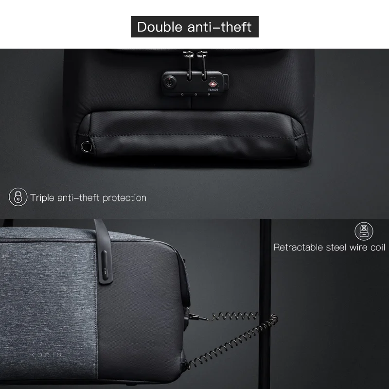 Discount Krion Design FlexPack GO Anti-theft Duffle Bag USB Charging Foldable Men Notebook Computer Bag 15.6 inch Laptop Briefcase 4