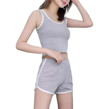 

Women Bodycon 2 Pieces Outfit Scoop Neck Crop Top Mid Rise Dolphin Shorts Pants Jumpsuit Casual Lounge Sports Cotton Tracksuit