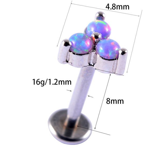 Purple Opal Stone Ear Tragus Cartilage Stud Industrial Conch Daith Ring Nose Lip Nipple Tongue Barbell Piercing Jewelry