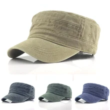 Классический винтажный топ на плоской подошве для мужчин армейские бейсболки из промытого хлопка и регулируемый головной убор, более толстая крышка, повседневные армейские кепки для мужчин